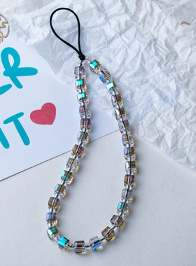 琼睿ins串珠手机链挂绳高级紫色方糖水晶手机链清新挂件手腕挂绳女精致招财挂链相机挂绳手机壳绳挂饰创意绳