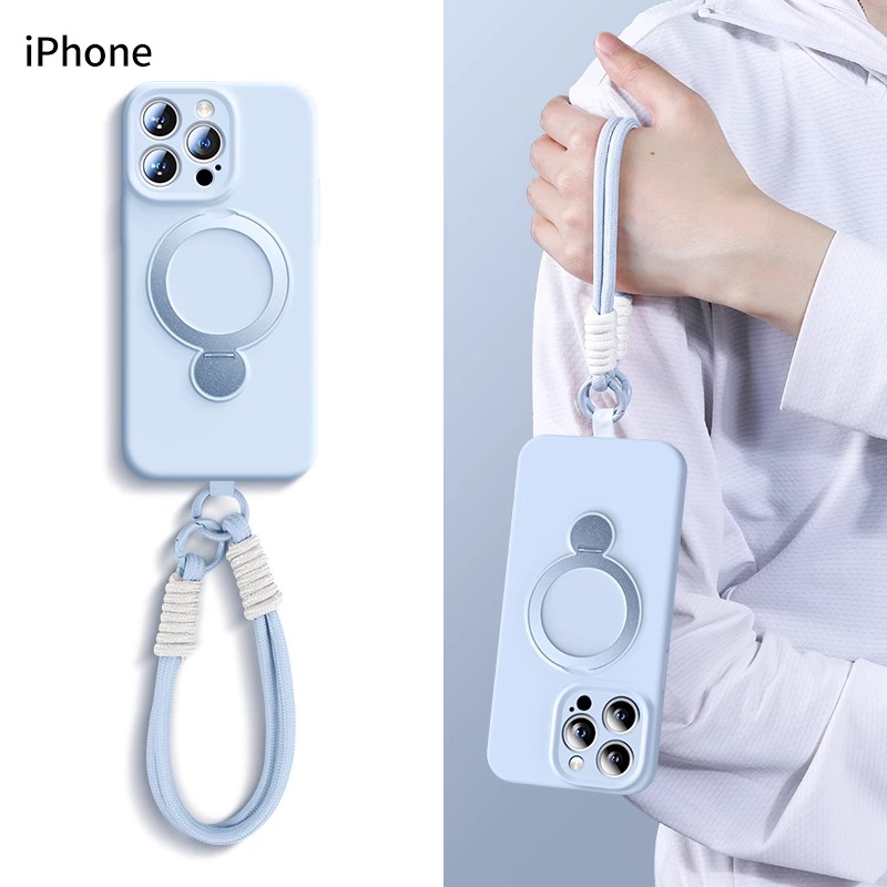 2025新款液态硅胶适用苹果16promax手机壳磁吸带支架iPhone16支点15pm挂绳镜头全包14超薄防摔保护套13女软壳