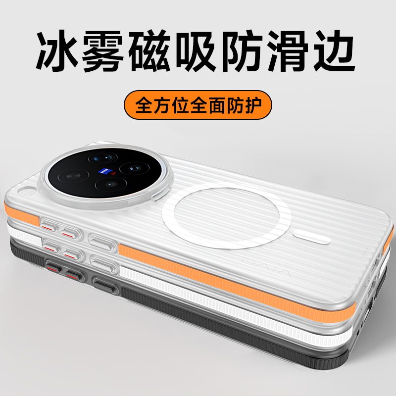【瓦楞边条防滑】酷蔻适用vivox500promax手机壳x300ultra保护套MagSafe磁吸新款防摔防指纹简约全包男女硬壳
