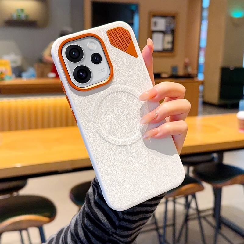 适用OPPOReno15手机壳散热磁吸高级皮套新款Reno15Pro保护套奢华简约个性时尚超薄镜头全包防摔手机套