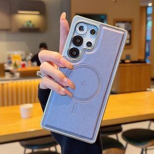 超薄防摔手机套 时尚 适用三星s25手机壳磁吸高级皮套s25 闪电纹奢华s25ultra保护套s25edge简约个性