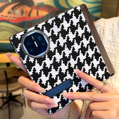 适用于华为matex5手机壳全包中轴翻盖皮套Matex3折叠屏支架高级黑白格纹X5典藏版超薄全包防摔X3女款保护套