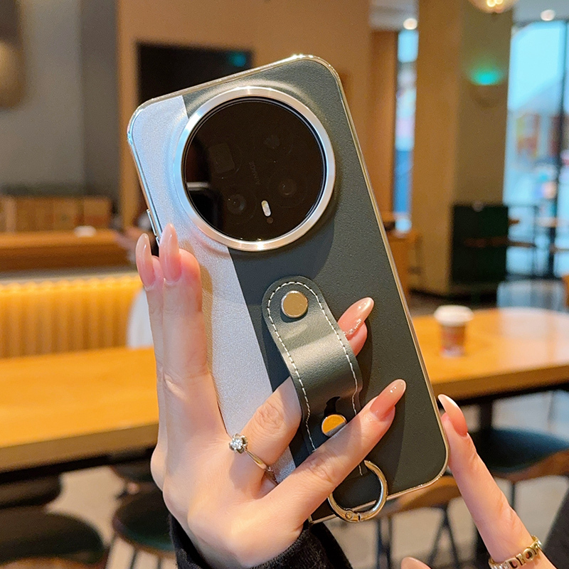 适用荣耀magic8手机壳腕带拼色高级皮套新款magic8pro保护套奢华简约个性时尚超薄镜头全包防摔手机套