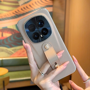 适用荣耀Magic8RSR保时捷手机壳腕带咖色高级皮套魔术8rsr保时捷保护套奢华简约个性时尚全包防摔手机套