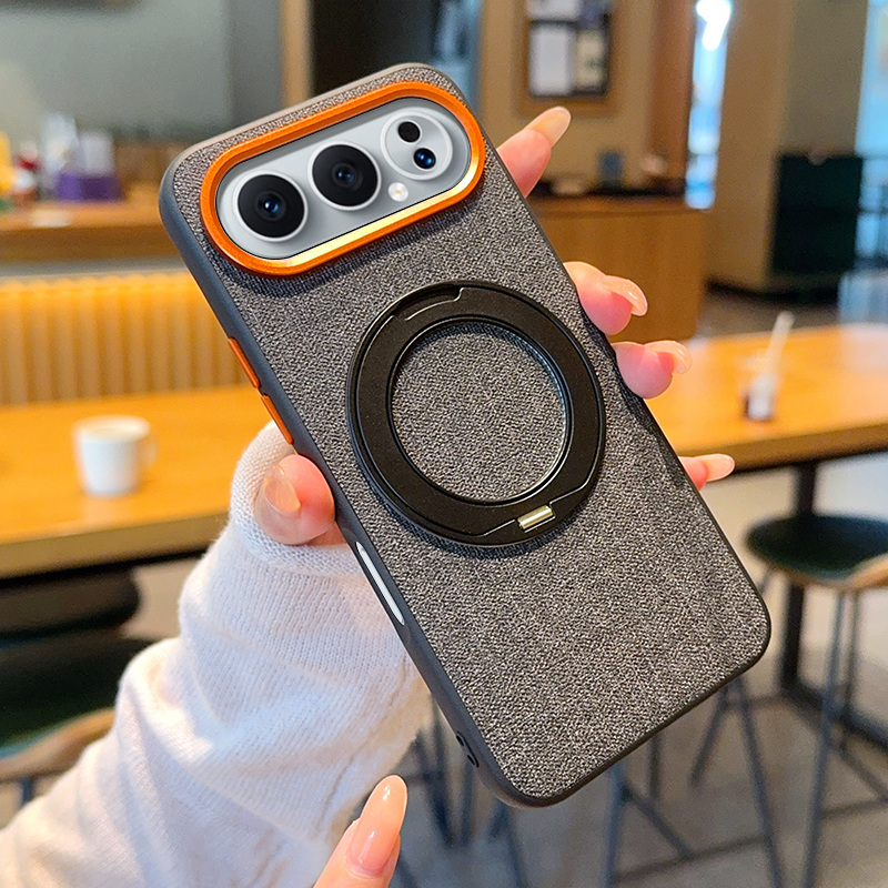 适用荣耀500手机壳布纹皮套旋转支架高级新款500Pro保护套奢华简约个性时尚超薄全包防摔手机套