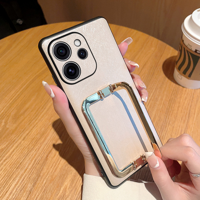 适用opporeno15手机壳金属方扣支架高级蚕丝纹皮套oppo reno15pro保护套奢华简约个性时尚超薄全包防摔手机套