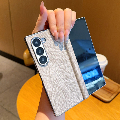适用于三星ZFold6手机壳中轴铰链全包蜥蜴纹电镀Galaxy Z Fold 6折叠屏手机套高级新款超薄奢华简约保护套