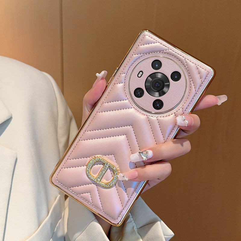 高级V纹皮革适用于荣耀magic3手机壳女款奢华时尚电镀magic3Pro个性简约magic3至臻版超薄全包防摔保护套