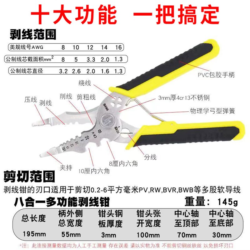 进口铁剪刀工业用铁皮剪轻钢龙骨剪高硬度电工专用剪多功能剥线钳图片