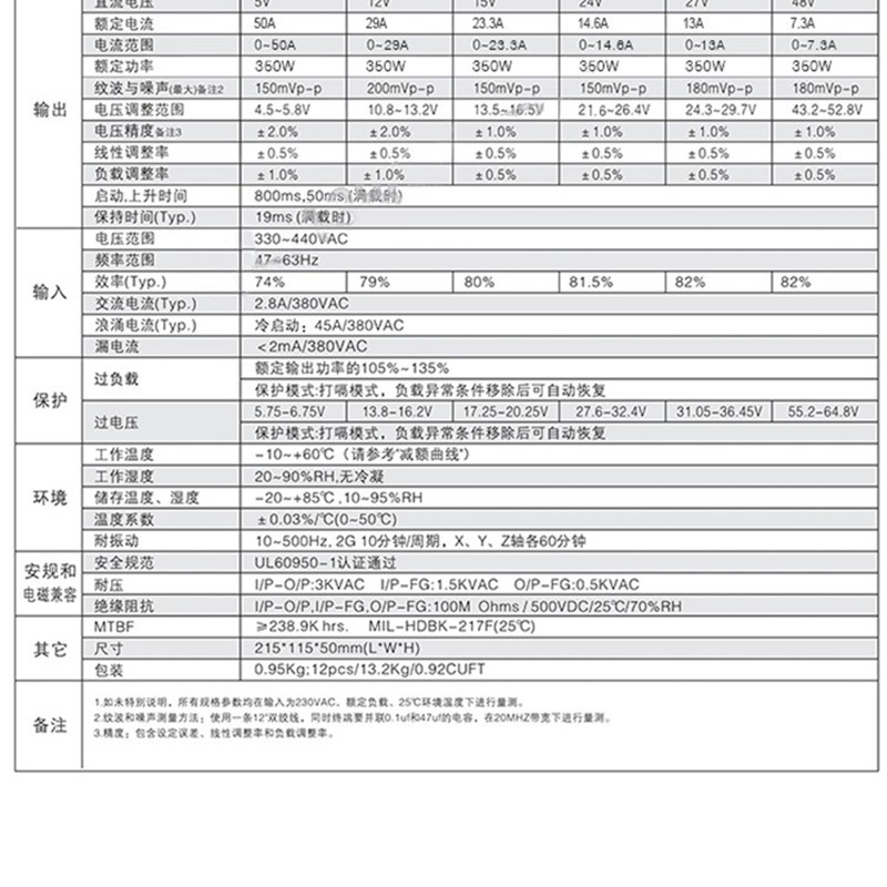 DS-350-24开关电源 AC380V输入转DC24V350W12V36V48V直流输出电源