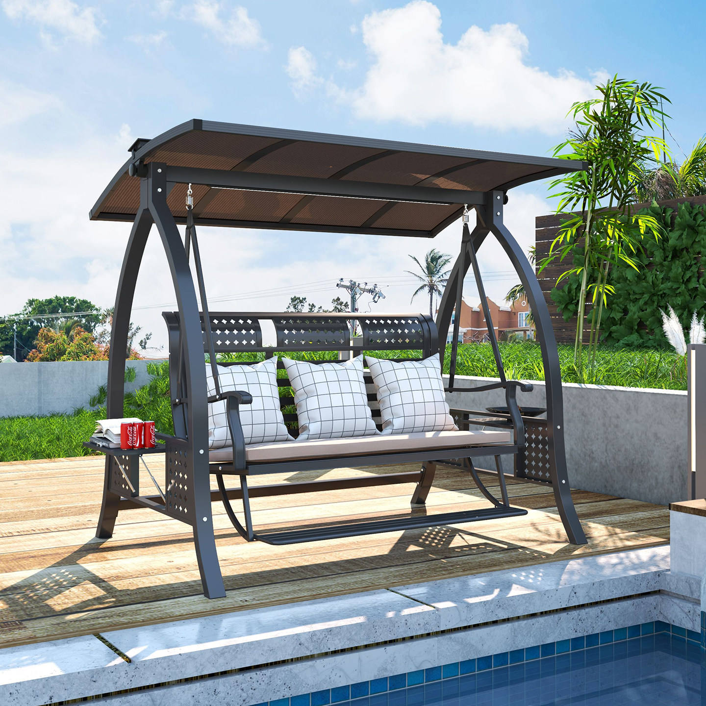 户外秋千庭院铸铝摇椅网红吊椅室内室外家用阳台摇篮椅花园吊篮椅