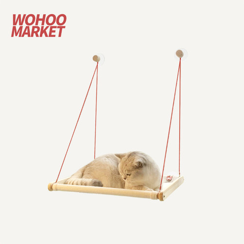 实木窗户猫吊床悬空晒太阳