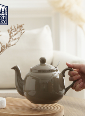 London Pottery田园英式奶咖色陶瓷滤网茶壶子时当归花茶壶含滤网