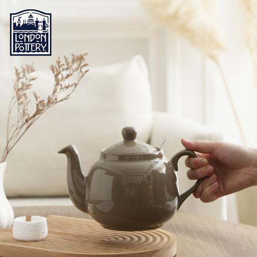 London Pottery田园英式奶咖色陶瓷滤网茶壶子时当归花茶壶含滤网