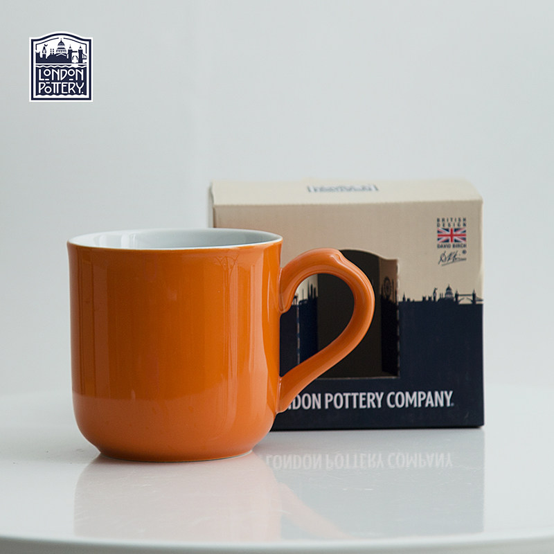 London Pottery田园米色橙色250ML英式陶瓷马克杯咖啡杯北欧轻奢