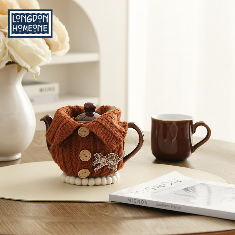 London Pottery 豹猫茶翻领壶套针织毛衣套帆布包衣服刺绣贴装饰,户外/登山/野营/旅行用品,壶套/杯套/保温套,淘宝优惠券,粉丝福利购,淘宝优惠卷
