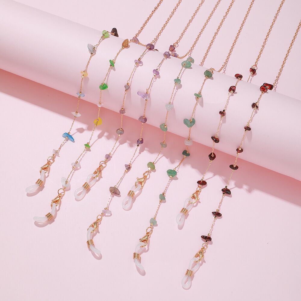Natural miscellaneous stone glasses chain hanging mask chain