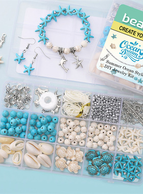 Summer ocean 15 grid boxed turquoise handmade diy bracelet