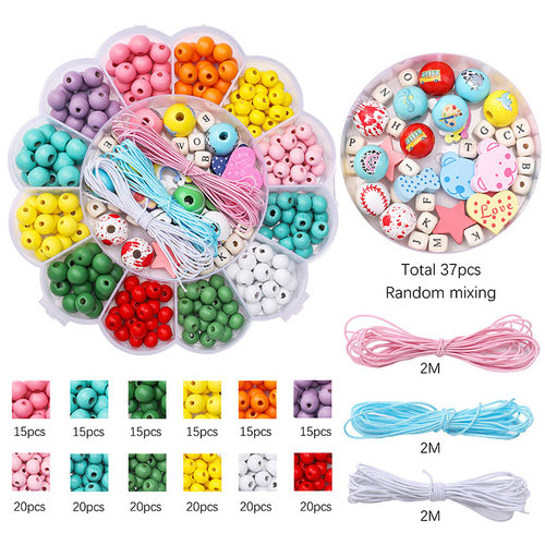12 grid wooden beads children's diy hand beaded bracelet