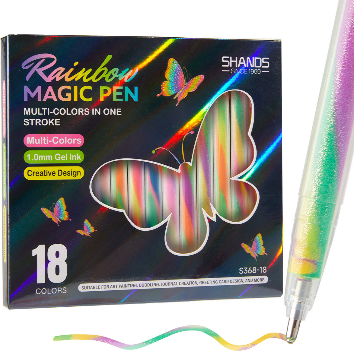 18 Rainbow Gradient Snails 1.2mm Fluorescent Pen Box Set