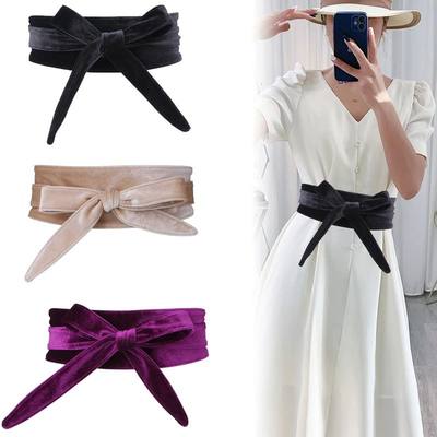 dies Bowknot Self Tie Wrap Around Obi Waist Band Cummerbunds