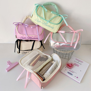 Cute girl portable cosmetic bag ballet style skin storage ba