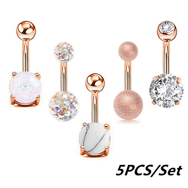 Pcs/set Belly Piercing Women Belly Button Rings Rose Gold N