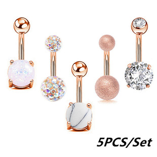 Piercing Women Gold set Rose Belly Rings Pcs Button