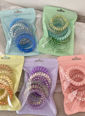 Candy colored phone line hair loop, simple hair string