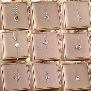 Silver titanium steel necklace female micro clavicle chain