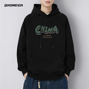 2025新款 国风连帽卫衣男CHINA字母潮牌秋冬加绒设计感宽松外套潮