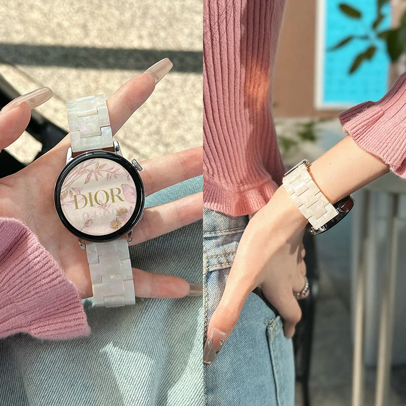 适用通用20mm口径手表表带华为手环WATCH高颜值小天才树脂小蛮腰表链高颜值耐磨学生替换表带舒适运动配件