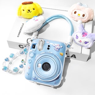 适用拍立得mini12instax富士mini12保护套保护套透明保护水晶硬壳子防摔防撞配件含背绳胸针挂链卡通萌宠配件