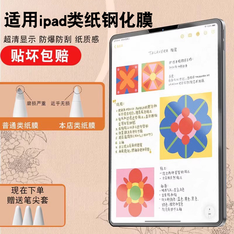 适用ipad 2021类纸膜磁吸式pro2020/19/18可拆卸磨砂吸附高清手绘板9/8/7mini6肯特matepad华为配件贴膜