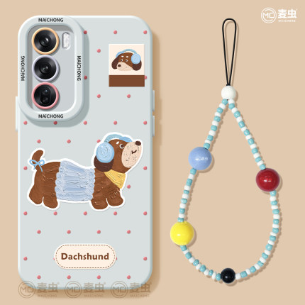 适用opporeno15手机壳女款reno14pro+保护套13全包pro硅胶8防摔reno7se磨砂oppo软壳10/11腊肠狗狗12可爱外壳