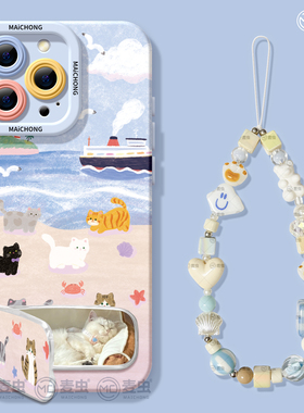 适用苹果17手机壳女款iphone16pro保护套13mini全包14防摔11/12/xs软外壳7plus硅胶8高级15好看se猫咪支架max