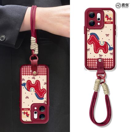 适用opporeno15手机壳女款reno14pro+保护套13全包9pro硅胶12防摔reno7se小羊皮oppo软壳6新年11外绣花10马年