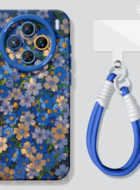 适用vivox300手机壳ultra女款x100s保护套x80pro硅胶x70全包防摔x60高级50新款x200蓝色vivo好看花朵pro+软外