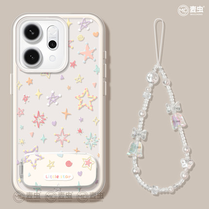 适用opporeno14手机壳女款reno12pro+保护套13大孔9pro硅胶8防摔reno7se高级oppo软壳6简约11外壳星星10支架