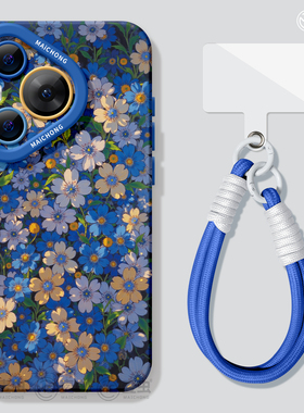 适用华为Pura80手机壳女款p70pro保护套新款ultra硅胶防摔50pro全包p40高级60pro+好看p80蓝色花朵art软外壳