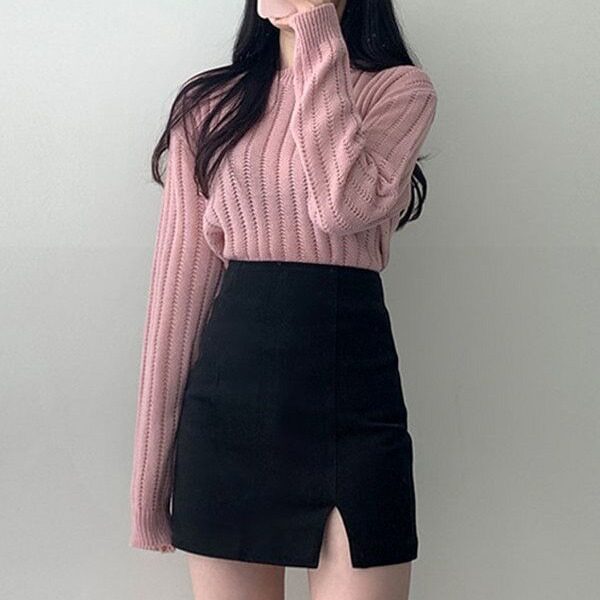 黑色包裙女包臀裙半身裙春夏显瘦高腰开叉一步裙短裙a字新款裹裙