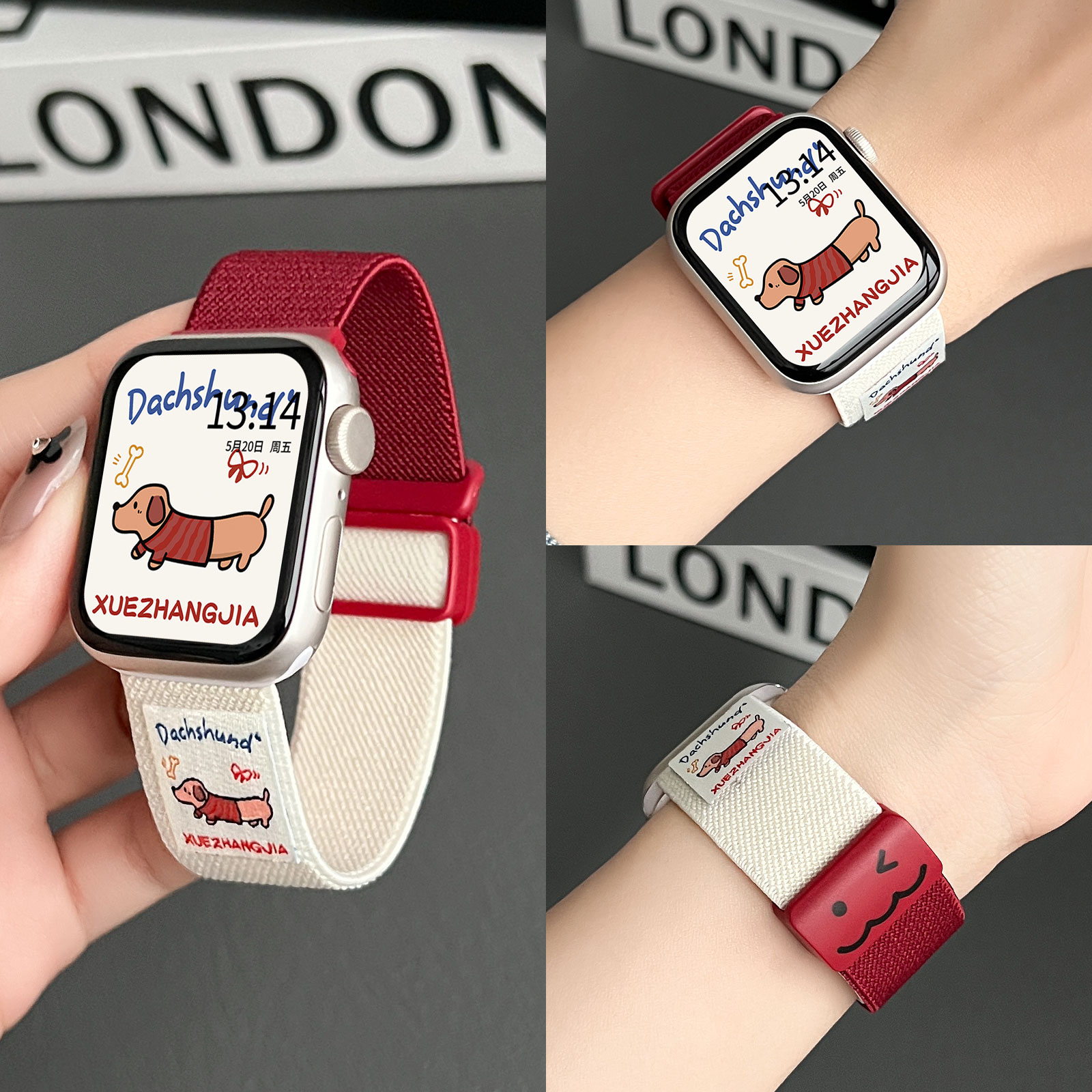 FIT4手表创意腊肠狗涂鸦磁吸表带