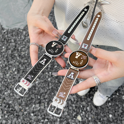 适用gt5美式学院风真皮表带小众