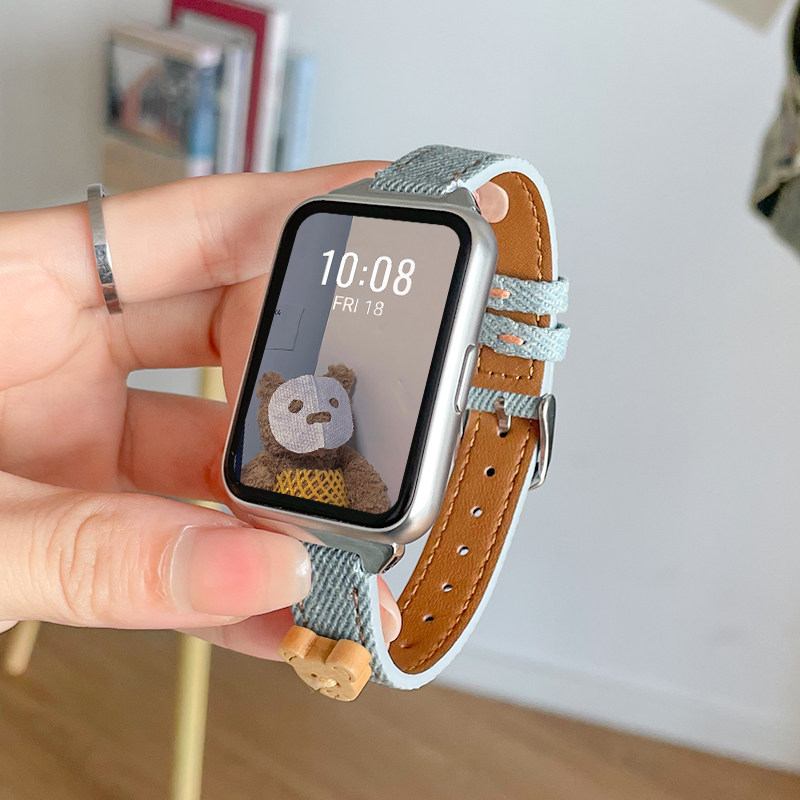 靓仔适用华为fit2/1表带新款皮质华为手表watchfit手表带高级时尚款华为fit new腕带秋冬小熊饼干可爱女生怎么看?