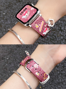 适用iwatch10表带皮质applewatch9/8/7手表带夏天女生苹果s10s9小众s8创意iwatchse女款ultra腕带iphonewatch