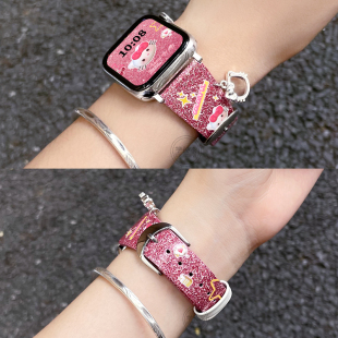 适用iwatch10表带皮质applewatch9/8/7手表带夏天女生苹果s10s9小众s8创意iwatchse女款ultra腕带iphonewatch