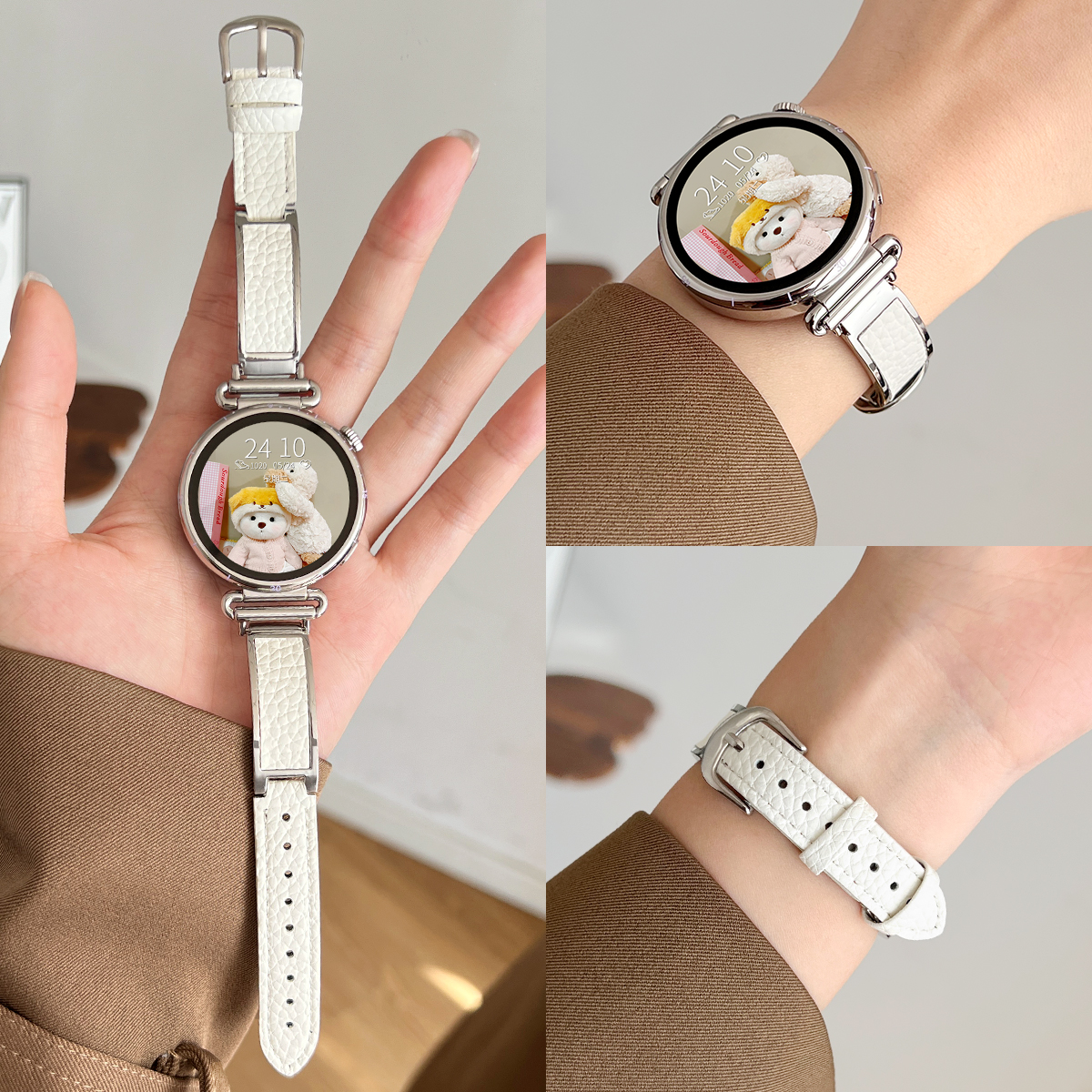 秋季新款金属贴皮荔枝纹表带百搭