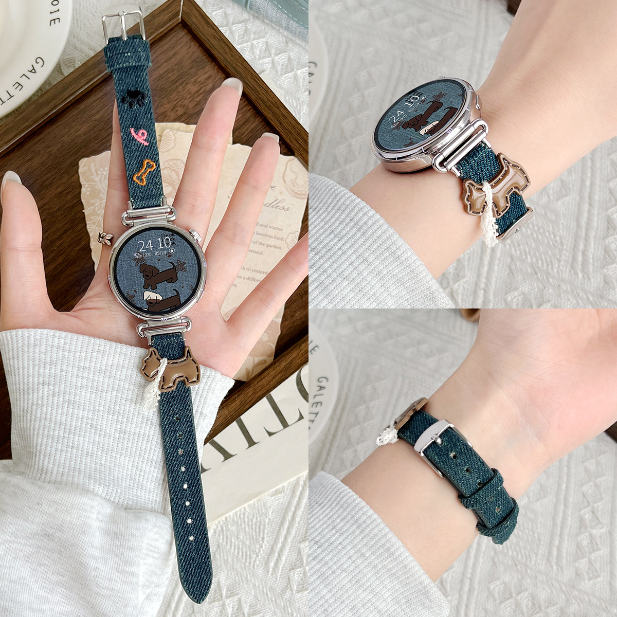 适用华为gt6表带高端精致女款watch gt5腕表高级感智能表链watch5冬季新款牛仔真皮4/3pro系列女士gt3/2女表1,智能设备,智能手表手环表带/腕带,淘宝优惠券,粉丝福利购,淘宝优惠卷