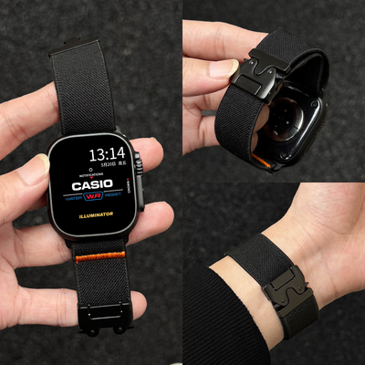 适用米环9pro手表带尼龙编织卡扣