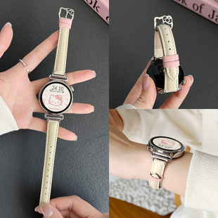 适用华为gt6表带创意KT猫系列手表watchgt6腕表gt5真皮gt4女士watch5女款 gt2高级感皮质41秋冬 pro智能gt3新款